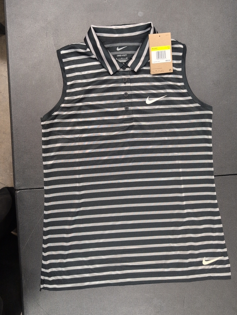 Women's Nike Sleeveless Golf Striped Polo - Black & White Size Small